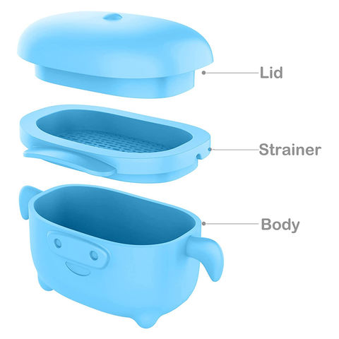 Silicone Bacon Grease Container w/ Strainer, Freeze Oil Collection, 13.5oz,  Blue