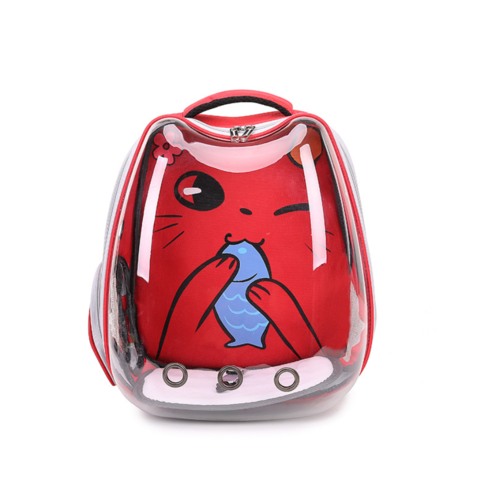 Cat Carrier - Breathable Space Bubble Cat Backpack, Red