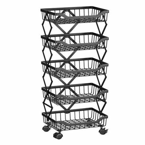 Kitchen Multi-layer Vegetable Basket, Vegetable And Fruit Storage Basket,  Removable Vegetable Drain Basket, Kitchen Multi-functional Storage Rack,  Large Capacity Storage Rack For Idle Items, Multi-layer Vegetable And Fruit  Cart For Home Use 