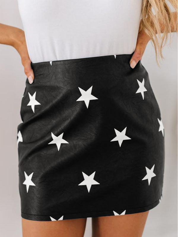 Star print hotsell leather skirt