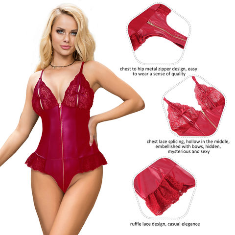 Sexy Lingerie Dress for Woman Bodysuit Lingerie Set with Zipper