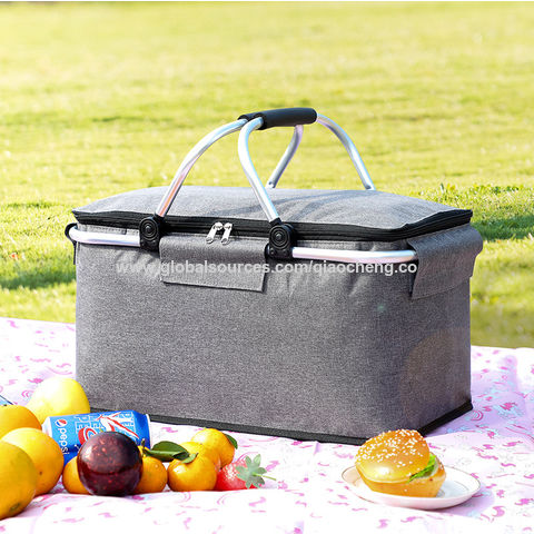 Outdoor Large Capacity Picnic Bag, Camping Picnic Basket, Travel Picnic  Bag, Portable Lunch Bag, Insulation Bag, Picnic Mat, 2-piece Set
