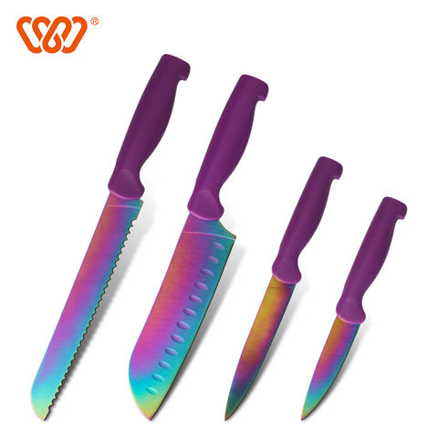 Rainbow Titanium Knife Set, Non Stick Thick and  