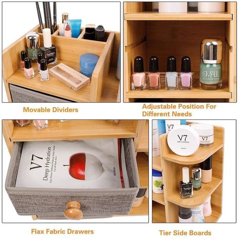 Wooden Cosmetic Storage Rack,storage Tray, Desktop Shelf, Cosmetic Organizer,makeup  Organizers Vanity Organizer Rack for Countertop 
