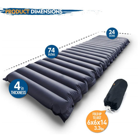 Colchoneta de dormir inflable de 6 pulgadas de grosor con bomba de pie  incorporada, alfombrilla de camping compacta ultraligera para camping