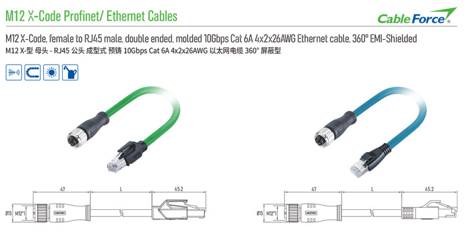 RJ45/RJ45 double-ended Ethernet cables for industrial applications - Balluff