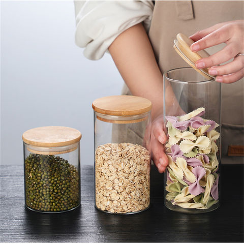 Small Glass Tea Storage Container - Airtight Jar with Bamboo Lid
