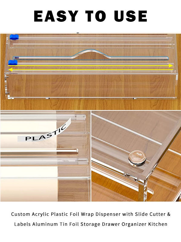 Engraved 3 in 1 Wax, Foil and Plastic Wrap Organizer, Plastic Wrap