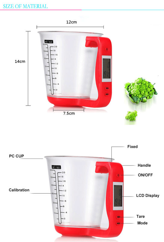 Measuring Cup Scale Kitchen Liquid Food Weight Measurement Milk Coffee Scale Measurable Temperature supplier