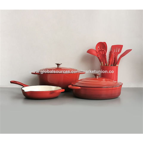 Buy Wholesale China 18pcs Cookware Set, Enameled Cast Iron Dutch Oven, Edging  Casting Enameled Cookware Pot, Red & Cookware Set at USD 23.9