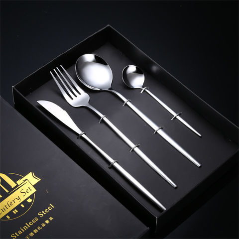 Portable Utensils Set with Case, 4pcs Stainless Steel Reusable