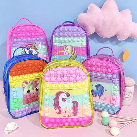 Cute Cartoon Middle School Student Bag Unicorn Girl Rainbow Pony Backpack, Fashion Backpacks