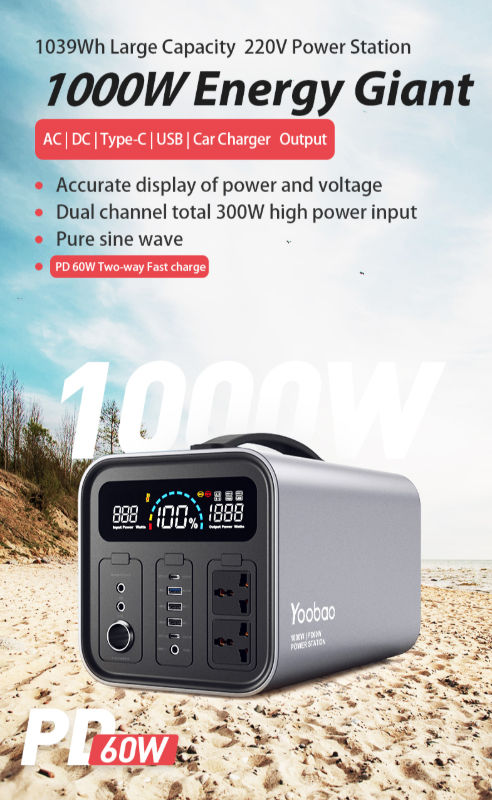Trạm sạc dự phòng Yoobao EN1000S 280800mAh PD60W 220V/1000W