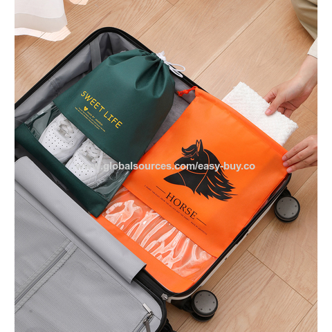 Custom Plastic Drawstring Storage Bag with Logo Printed Laundry Gift Shoes  Bags for Travel Shopping