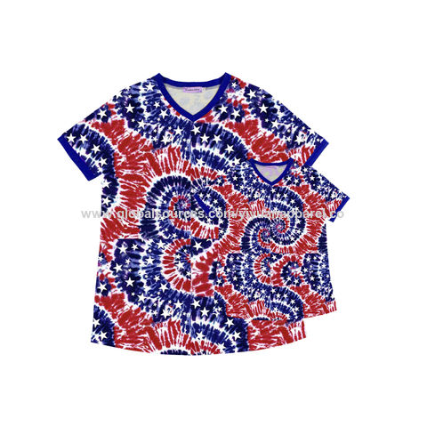 Buy Wholesale China Summer Short Sleeves Mommy And Doughter Son Matching 4th  July Red Tie Dyed Star Family Shirt & T Shirts at USD 0.99