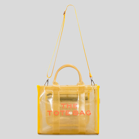 Yellow Clear Jelly Tote Bag Zip Transparent Large Tote Purse for Beach