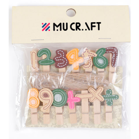 Buy Wholesale China New Cute Wooden Clips Digital Wooden Clips Wall Decor  With Hemp Rope Set & Cute Wooden Clips at USD 0.05