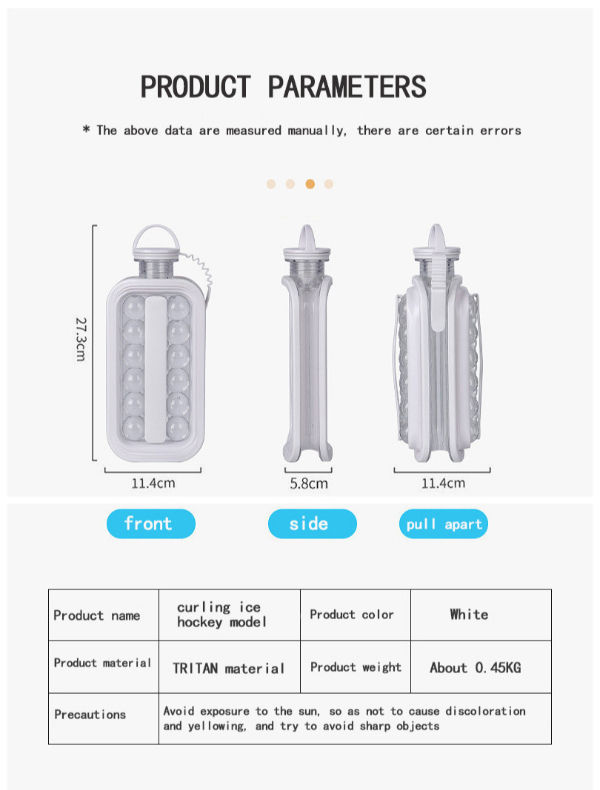 Kongqtee Ice Maker 2 In 1 Portable Ice Ball Maker Sanitary Ice