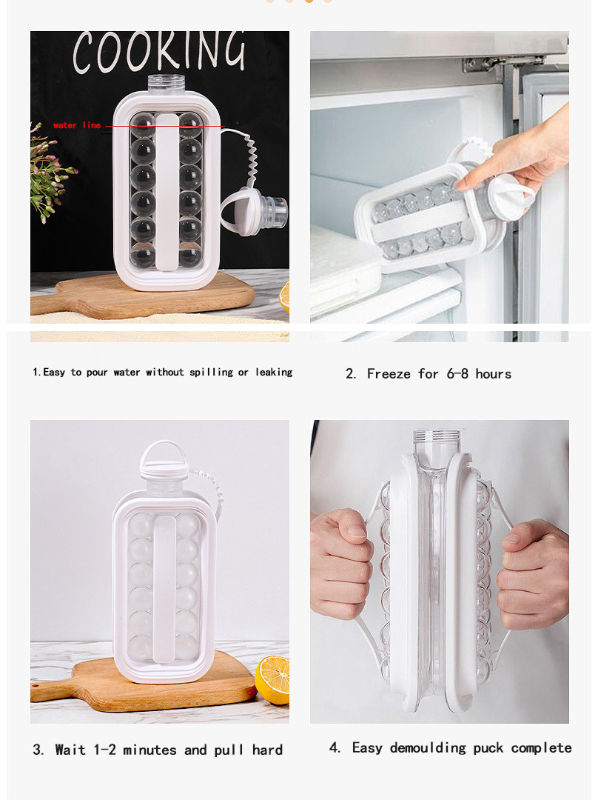 2 In 1 Portable Creative Ice Bottle Cold Kettle Household Ice Grid Frozen  Ice Bo
