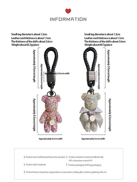 Carsine Rhinestone Bear Keychain Bag Pendant