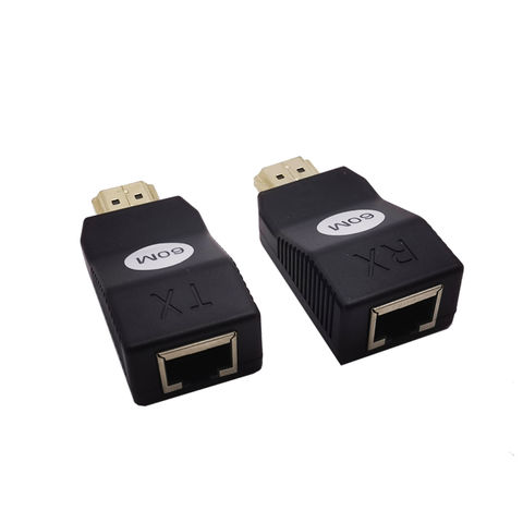  Extensor de cable de red HDMI a RJ45, 1 par, extensor HDMI,  transmisor y receptor de red RJ45 sobre Cat5e/6, hasta 60 M, repetidor HDMI  1080P para HDTV HDPC PS4 STB 