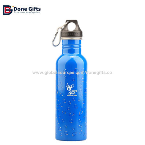 Single Wall Stainless Steel Sports Water Bottle with Carabiner