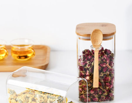 Buy Wholesale China Square Glass Jar With Spoon & Glass Jar,square Glass,bamboo  Lid at USD 1.83