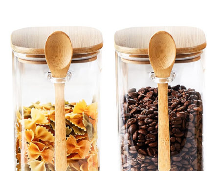 Buy Wholesale China Square Glass Jar With Spoon & Glass Jar,square Glass,bamboo  Lid at USD 1.83