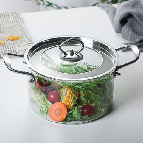 Transparent borosilicate glass pot, glass pot, heat-resistant cooktop  cooking pot, milk pot with handle (Color : Clear, Size : 3.5L)