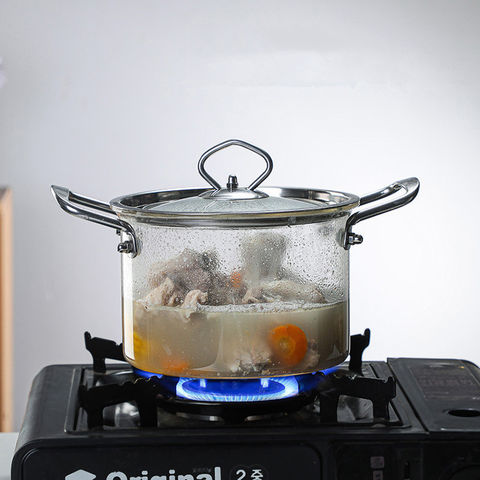 Olla De Cristal Para Cocinar En La Estufa Con Tapa Resistente Al Calor US  NUEVO