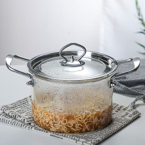 Wholesale Clear High Borosilicate Heat Resistant Pyrex Glass Cooking Pot  with Stainless Steel Handle - China Glass Cooking Pot and Cooking Pot price