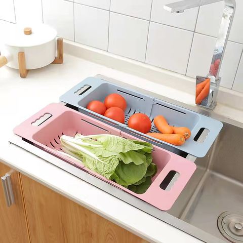 New Upgrade Extendable Over The Sink Colander Strainer Basket, Fruits And  Vegetables Drain Basket Adjustable Basket For Kitchen