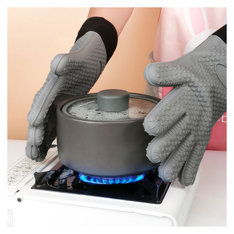  2 guantes de silicona para horno de calor antideslizante para  cocinar ollas de cocina, mitones de horno, mitones de cocina para horno de  cocina y horno de cocina : Hogar y