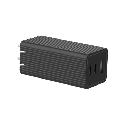 محول طاقة GaN USB-C بقوة 65 واط متعدد المنافذ 2C + 1A، شاحن حائط سريع الطي وقابل للحمل
