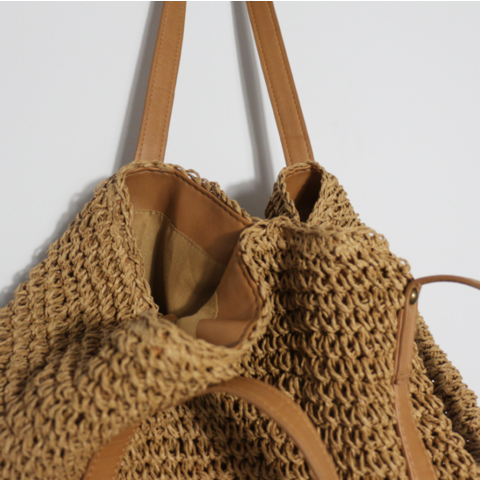 Raffia Crochet straw tote bag women handmade large capacity summer
