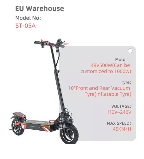 Electric scooter two wheel foldable lithium battery 48V 500W brushless motor oversea EU warehouse supplier