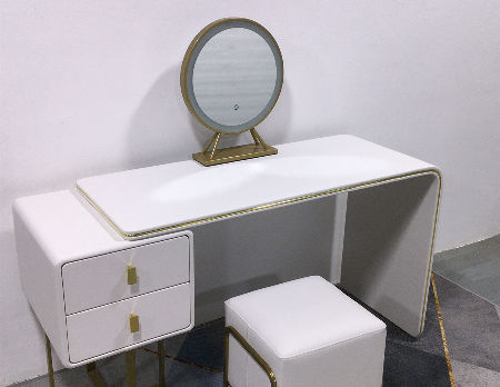 Buy China Wholesale Luxury Green Leather Stainless Steel Dresser Table  Mirror With Led Light Bedroom Furniture Set & Dresser Table Led Light Mirror  $194 | Globalsources.com