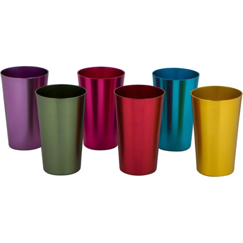 Anodized Aluminum Tumblers Drinking Glasses Vintage Metal Cups Multicolor 5  pcs