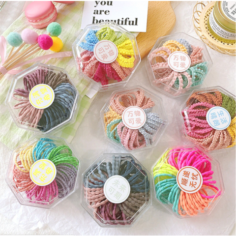 500PCS/Jar Cute Colorful Small Disposable Hair Bands Scrunchie