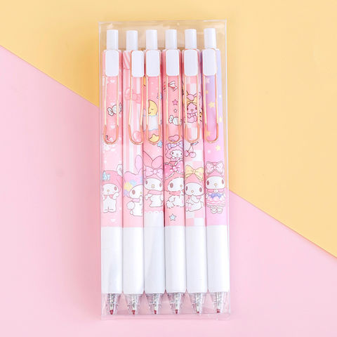 6pcs/set, Retractable Gel Pen, Pink Planner Pens, Kawaii