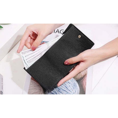 Monedero de cuero de viaje para mujer con tarjetero de diseño personalizado
