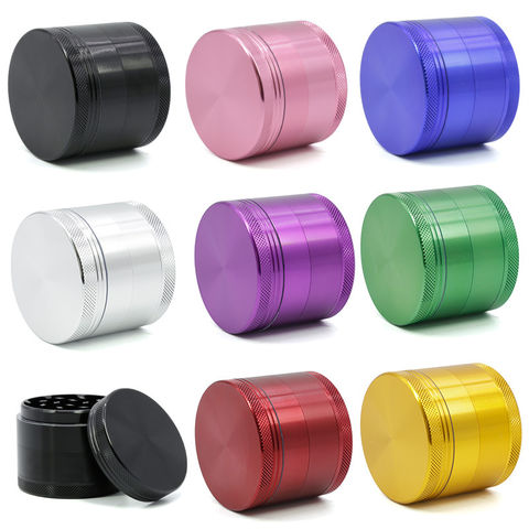 3 Inch Herb Grinder Black Large Grinder Zinc Alloy 4 Pieces Spice Grinder  with Mesh Screen