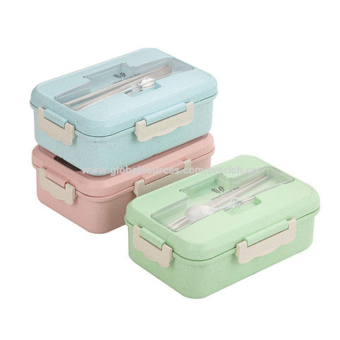 Wheat Straw Two Layer with Handle Microwavable Bento Lunch Box 1000ml