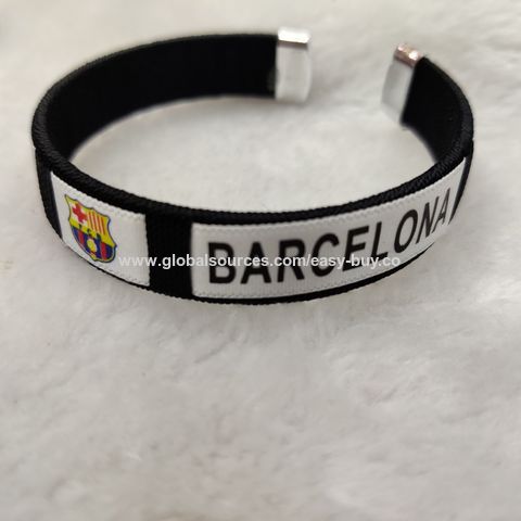 Exclusive leather adjustable leather bracelet with buckle FC Barcelona blue  red azul grana, design Barça - Superpipapo