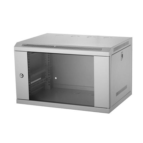 Baie de Serveur Murale avec PDU, Étagère Coulissante Fixe, Ventilateur, LED, Panneau de Brossage Ventilée
