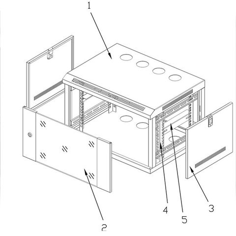 Baie de Serveur Murale avec PDU, Étagère Coulissante Fixe, Ventilateur, LED, Panneau de Brossage Ventilée