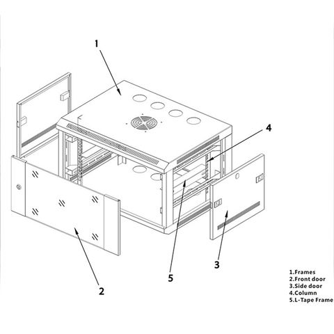 Baie de Serveur Murale avec PDU, Étagère Coulissante Fixe, Ventilateur, LED, Panneau de Brossage Ventilée