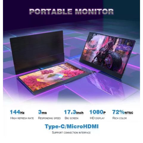 Moniteur portable 18,5 pouces 120Hz Ecran 1080P HDMI USB C IPS Affichage  VESA