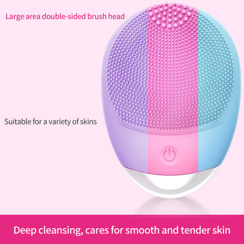 Wireless Ultrasonic Silicone Electric Facial Cleansing Brush Cyan