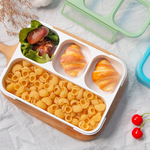 Microwavable with Spoon Rectangle Grid Leakproof Food Containers Bento Box Lunch Box for Kids Blue, Boy's, Size: One Size